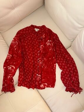 Sundance Red Floral Button-Front Top